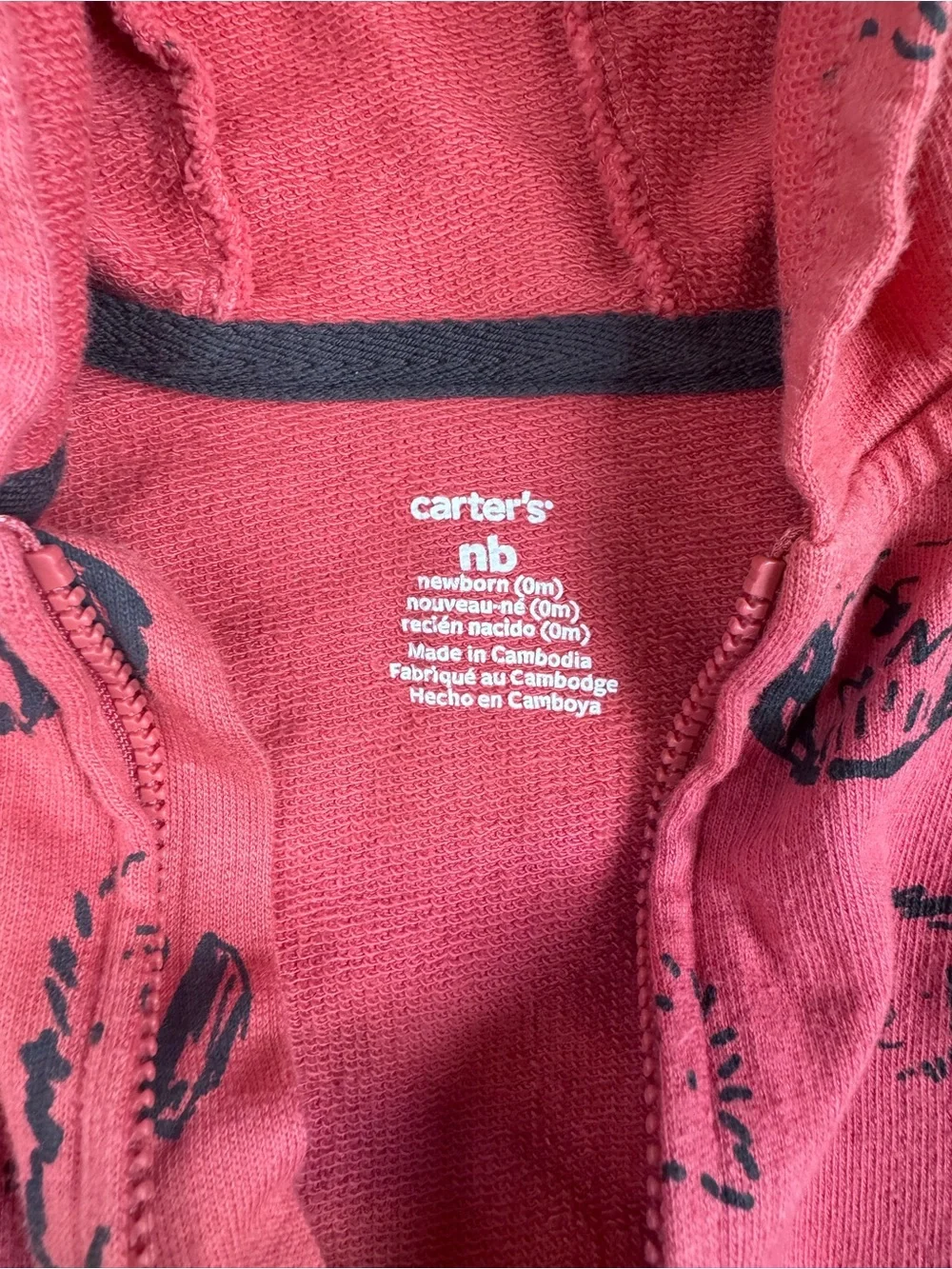 Carter's Coral Hooded One-Piece with Navy Puppy Print